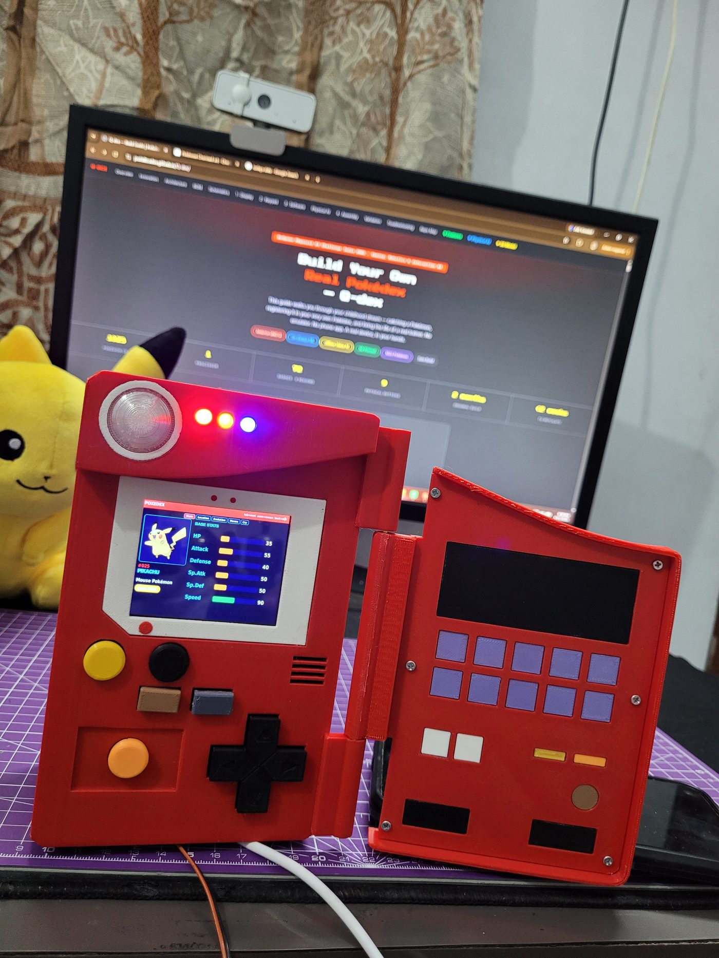 Pikachu Pokédex entry number 025 showing base stats