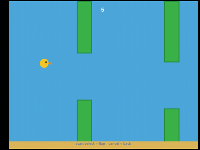 Flappy Bird running on the Pokedex